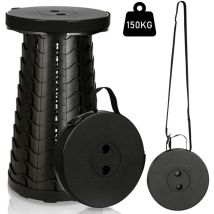 Tabouret télescopique portable Siege Pliant Portable Tabouret Retractable pour Les Voyages, Camping 45x26CM Noir - Swanew
