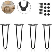 Swanew - Tischbeine 4er Set Hairpin Leg Haarnadelbeine Tischgestell Tisch Tischkufen Legs Esstisch Harpins Tischbein 2 Streben Schwarz - 20 cm