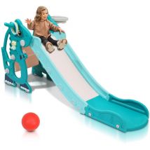 Toboggan enfant bébé 145 cm toboggan de jardin 4 en 1 toboggan toboggan basket vert - Swanew