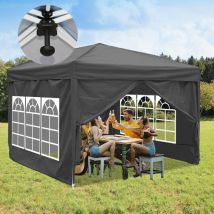 SWANEW Tonnelle de Jardin Tente Pliante Protection du Soleil UV 50+ Tonnelle Pliante POP-UP avec Parois gris 3x3m