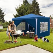 Tonnelle Pavillon Polyéthylène Tubes en Acier – Tente de luxe en polyéthylène et tubes en acier, tente de jardin pratique 3x3m Bleu - Swanew
