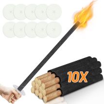 Torches Feu de camp Torches de jardin de haute qualité Torches de cire professionnelles Deko 90 Min 10x - Swanew