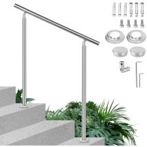 SWANEW Treppengeländer Geländer Edelstahl, Handlauf Geländer für Treppen, Wandhandläufe mit Kugelring Neigung und Höhe einstellbar, Silber, für