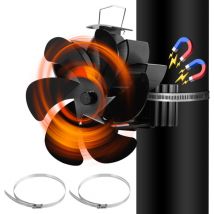 Swanew - Ventilatore per Stufa a Legna 6 Pale Ventilatore per Camino Alimentato a Calore Silenzioso per Stufa a Legna Camino Ceppo di Gas Collegato
