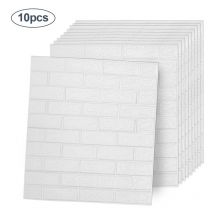 Swanew - 1 Set (10 Stk)große 3D wasserdichte Fliesen Ziegel Wand Aufkleber selbstklebende Schaum Panel 70x77cm Weiß