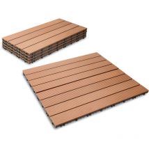 SWANEW 18x Carreau de Terrasse en WPC Relief WPC 30x30 cm 3 m² Marron