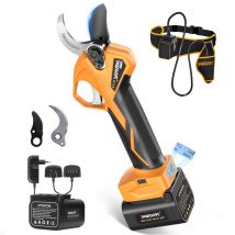 36 mm elektrische Gartenschere mit Anti-Schnitt und verstellbarer Backenöffnung, 4Ah/2Ah, professionelle akku astschere für Obst- und Weingärten