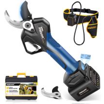 40 mm elektrische Gartenschere mit Anti-Schnitt und verstellbarer Backenöffnung, 21V 2x4Ah, 1050W Professionelle Akku-Astschere für Obst- und