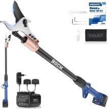 Swansoft Élagueur Électrique À Perche De 90 Cm Avec Batterie 4 Ah + 4 Ah, Moteur Sans Balais 1050 W, Pour L'Élagage Des Branches Hautes, Diamètre De 