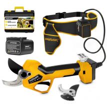 Professionelle Akku-Astschere 45 mm, elektrische astschere mit progressiver und einstellbarer Klingenöffnung, 25V 2x4 Ah, 1150W Leistungsstarke