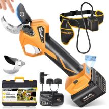 Swansoft Sécateur Électrique 36 Mm, Protection Des Doigts, Avec Deux Piles, Lames Et Étui Ceinture Outils De Jardinage Pru36