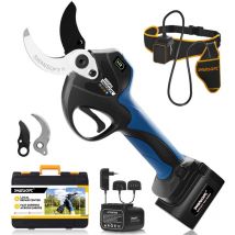 Swansoft - Sécateurs électriques de 40 mm avec câble d'extension, batterie au lithium 2x4 Ah, sécateur à batterie pour fruits, vin et horticulture