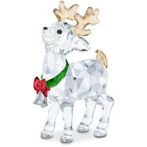 Swarovski - Joyful Renna di Babbo Natale, Oggetto Decorativo con Personaggio in Cristalli e Metallo, Multicolore