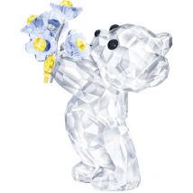 Swarovski - Orsetto Kris - Non ti Scordar di Me, in Cristallo Brillante con Fiori in Azzurro e Giallo