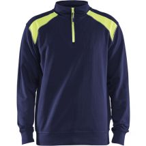 Sweat de travail à col camionneur bicolore 3353 - Marine/Jaune fluo 4XL