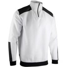 Zweifarbiges Sweatshirt mit Trucker-Kragen - LMA - Weiß - 8088-XXXL