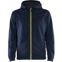 Sweat de travail zippé à capuche 3363 - Bleu marine foncé/Jaune l