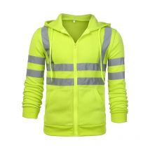 Sweat et capucin sécurité zippé, veste de travail réfléchissante, veste thermique en polaire chaude-vert-3XL-RAPANDA