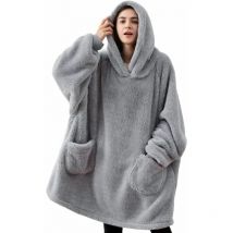 Gabrielle Sweat Plaid a Capuche Adulte Plaid Polaire avec Manche Femme Homme Couverture à Capuche avec Manche Poches Portables, Plaid Pull Couverture
