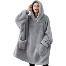 Erwachsene Plaid Kapuzen-sweatshirt Fleece Plaid Mit Ärmel Damen Herren Kapuzendecke Mit Ärmel Tragbare Taschen, Plaid Pullover Sofa Tv Decke Winter, 