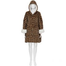 Plaid Hoodie 85x118cm beige imprimé léopard Atmosphera Créateur D'intérieur