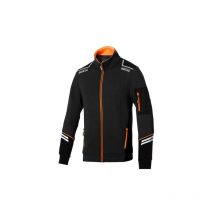 Sweat-shirt technique entie'rement zippe' Sparco Alabama en taille coton Noir/Orange Fluo. Manches XL renforce'es avec inserts anti-abrasion et