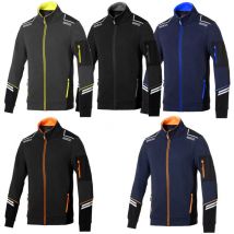 Sweat-shirt technique entie'rement zippe' Sparco Alabama en taille coton Noir/Orange Fluo. Manches m renforce'es avec inserts anti-abrasion et bandes