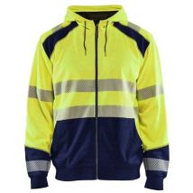 Sweat de travail zippé à capuche haute visibilité 3546 - Jaune fluo/Marine xxxl
