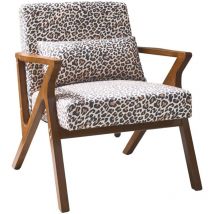 Skandinavischer Sessel aus Hevea-Holz mit Leopardenmuster - Sweeek