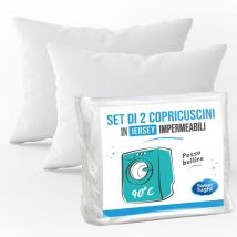 Set di 2 copricuscini impermeabili 60x60 cm Lenzuolo impermeabile e microtraspirante Morbido e silenzioso Lavabile a 90°C Chiusura a cerniera - Sweet