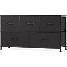 Sweetcrispy Commode à tiroirs – Multifonctionnelle adaptée aux chambres à coucher, commode à 5 tiroirs, commode en tissu avec cadre en acier robuste,