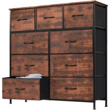 Sweetcrispy - Commode à tiroirs – Multifonctionnelle adaptée aux chambres à coucher, commode à 9 tiroirs, commode en tissu avec cadre en acier