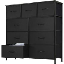 Sweetcrispy - Commode à tiroirs – Multifonctionnelle adaptée aux chambres à coucher, commode à 9 tiroirs, commode en tissu avec cadre en acier