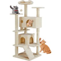 Katzen Kratzbaum groß, 135 cm Katzenbaum Kletterturm, katzenkratzbaum, cat tree mit höhle, komplett mit Sisal umwickelt, scratching post,
