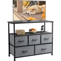 Kommode mit Schubladen - kommoden & Sideboards für Schlafzimmer Geeignet, Komodenschrank mit 5 Schubladen, TV-Schrank mit Stabilem Stahlrahmen, Ideal