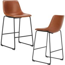 Tabouret de bar , Lot de 2 Chaises de Bar, Tabourets Hauts, chaise rembourrée avec dossier, Siège de Cuisine, métal facile à assembler - Sweetcrispy
