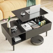 Table basse avec Plateau Relevable Table de salon Moderne avec Etagère de Rangement Compartiment Caché pour Salon Bureau 100 x 50 x 44 cm