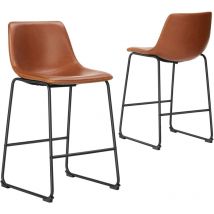 Barhocker 2er Set, Moderner Stil Barstuhl mit Sitzkissen Aus Pu-leder Und Metallbein Bar Stool mit lehne, 66 cm, Geeignet für Die Bar, Die Küche und