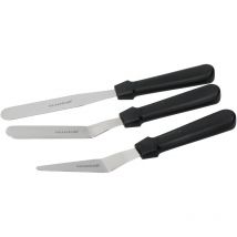 Kitchen Craft - KitchenCraft Juego de espátulas para tartas con 3 pequeños cuchillos de paleta de acero inoxidable para hornear, Plata / Negro