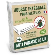 Housse intégrale matelas 70x140x15 cm Anti-Punaise de lit Fermeture à glissière Sans traitement chimique