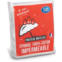 Sweetnight - Protège matelas 90x190 cm Bouclette en Coton Alèse Imperméable et Absorbante Respirant et Silencieux