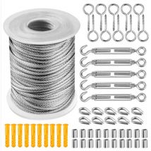 Dewdat - Corde en Acier Inoxydable à Suspendre Kit,20M Cable Métallique,kit Palissage Plantes Grimpantes,Câble Métallique Pour Garde Corps Escalier