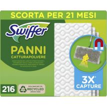 Swiffer 216 Panni Catturapolvere, in Microfibra Dry, Panni Cattura Sporco, Ottimo per Tutti i Tipi di Pavimenti e per i Peli di Animali, Maxi Formato