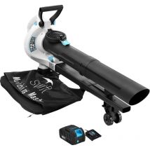 3 in 1 Cordless Leaf Blower Vacuum and Mulcher, 40V Handheld Battery Garden Blower/Vacuum and Shredder with 12L Collection Bag, Wheeled , 35:1