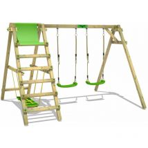 Fatmoose - Wooden swing set JollyJade - apple green