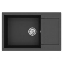 Swiss Aqua Technologies - 78x50 cm sink with reversible drainer in Granite, Built-in, black (SATSINKGQT105B)