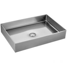 Swiss Aqua Technologies Aurum Aufsatzwaschbecken aus Edelstahl 304, 55 x 38 x 11 cm ohne Überlauf + Ablaufgarnitur, Chrom gebürstet (SATAUR5538BS)