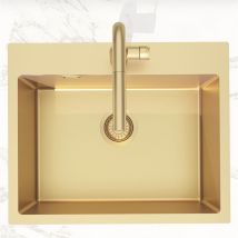 Swiss Aqua Technologies - Aurum Küchen-Einbauspüle Edelstahl 304, 1 Becken , 55x45x21 cm, Gold gebürstet pvd