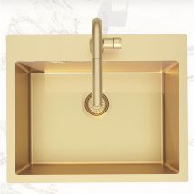 Swiss Aqua Technologies - Aurum Küchen-einbauspüle Edelstahl 304, 1 Becken , 55x45x21 Cm, Gold Gebürstet Pvd