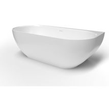 Lesly 170 x 82 cm Baignoire semi-îlot en marbre coulé, sans pieds, blanc (LE1700) - Swiss Aqua Technologies